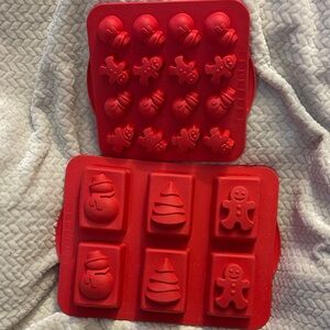 Red Silicone Holiday Baking Molds